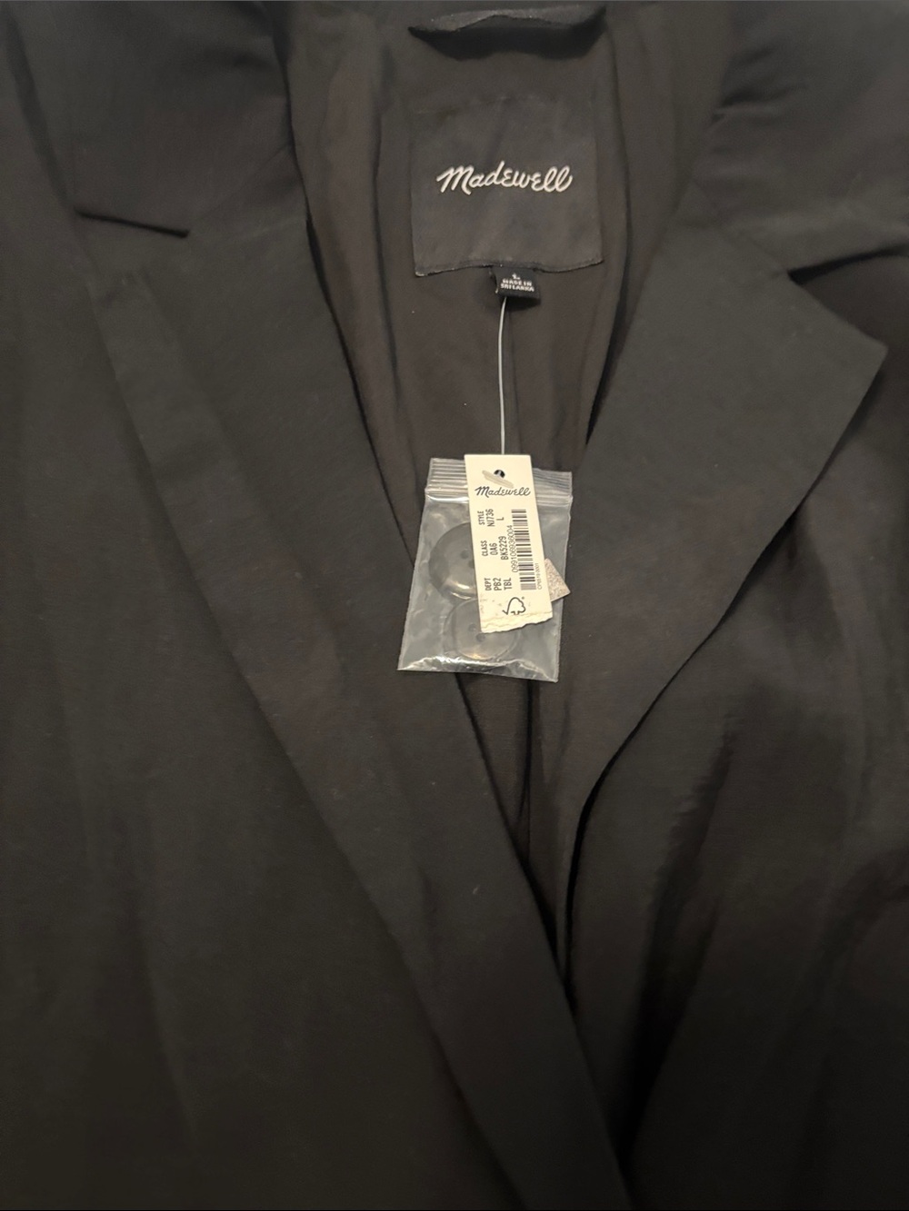 Madewell Black Relaxed Blazer SZ L relaxed fit drop shoulders two-button NWT - Picture 3 of 13